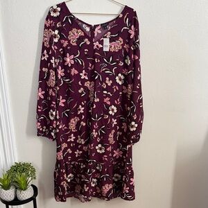 Ann Taylor Floral Dress in Plum and Blush